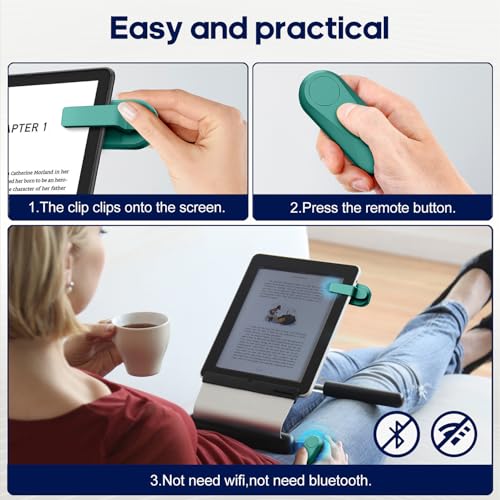 Image of Case-Friendly Page Turner for Kindle Paperwhite Oasis Kobo eReaders | Camera Camcorder Remote Controls, Page Turner Clicker for ipad Tablets Reading Novels with Wrist Strap Storage Bag