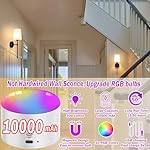 Battery Operated Wall Sconce Light with Remote Control, Dimmable Wall Sconce Set of 2 with White Fabric Shade, Indoor Wireless Battery Operated Wall Lamp Light For Bedroom Living Room, Bulb Included ( - Image 2