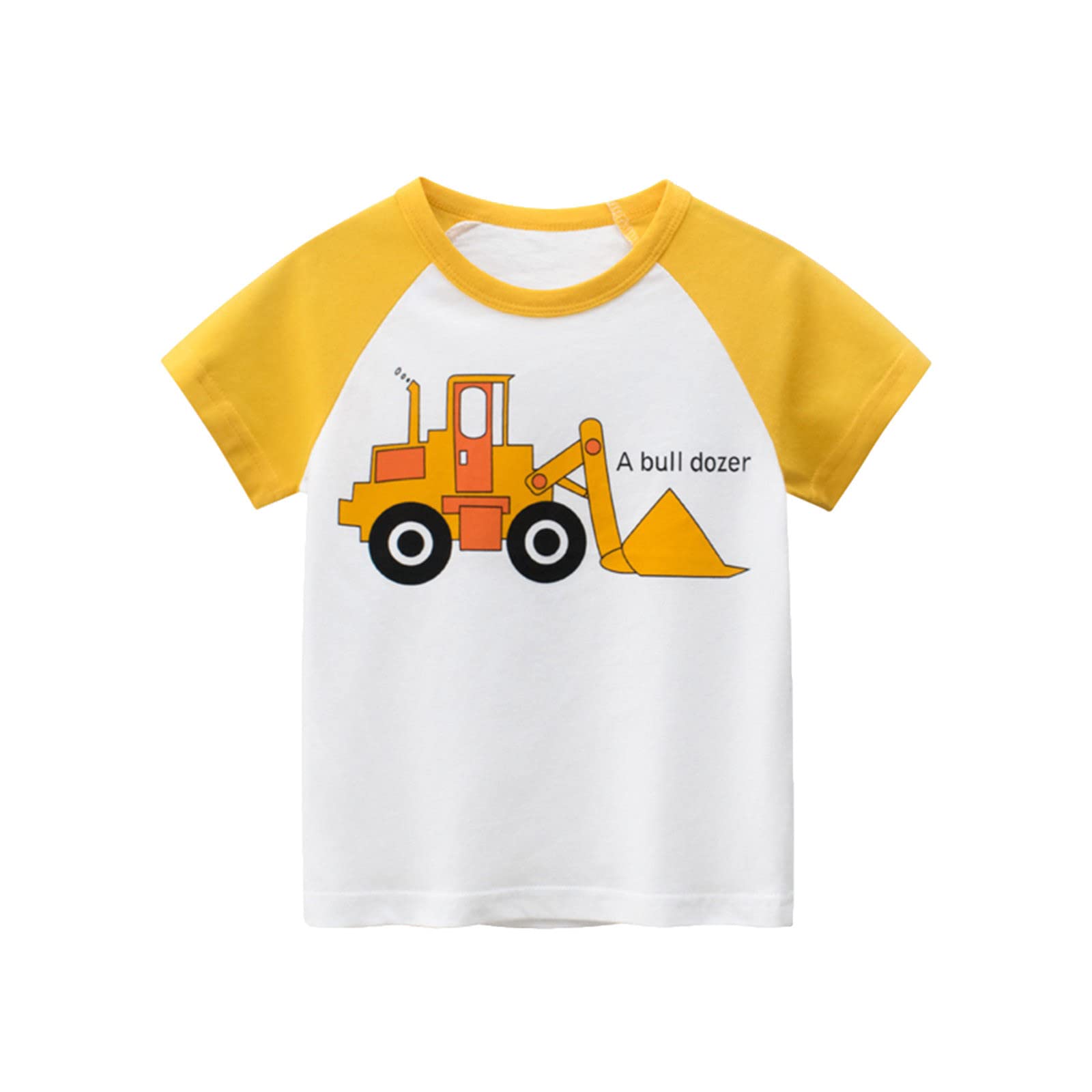 Boy Girl Short Sleeve Graphic Tee Shirts Kids Toddler Baby Crewneck T-Shirt Tops Soft Cotton Blouses (Yellow, 4-6 Years)