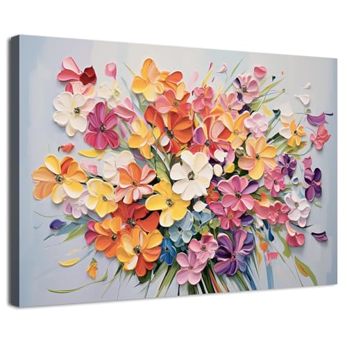 Abstract Floral Painting Prints Bathroom Decor Colorful Yellow Purple Wildflower