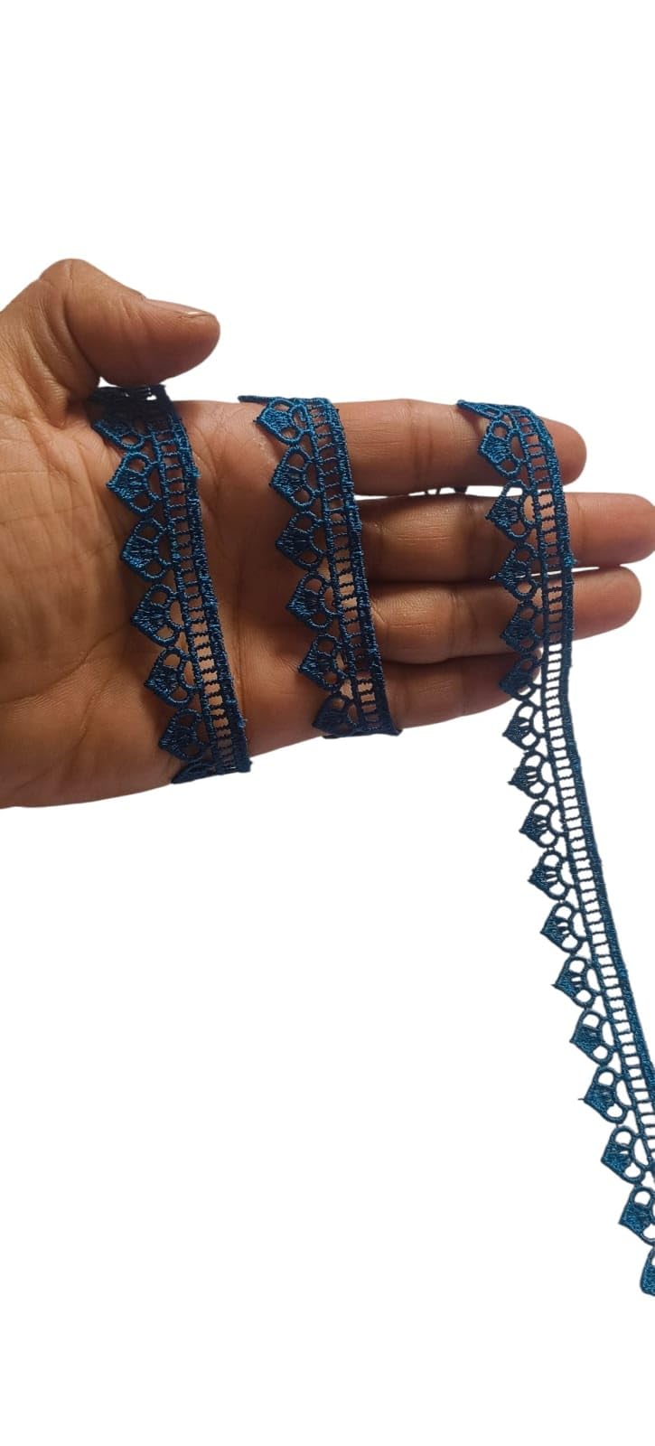 Wonder Star Cotton Floral Crochet Lace Border (Pack 9 Meters) Designer Lace Border for Dupatta, Saree, Lehenga, Plazo, Suit, Dress, Blouse, Curtain, Sewing, Craft & Much More (Royal Blue)-image-43
