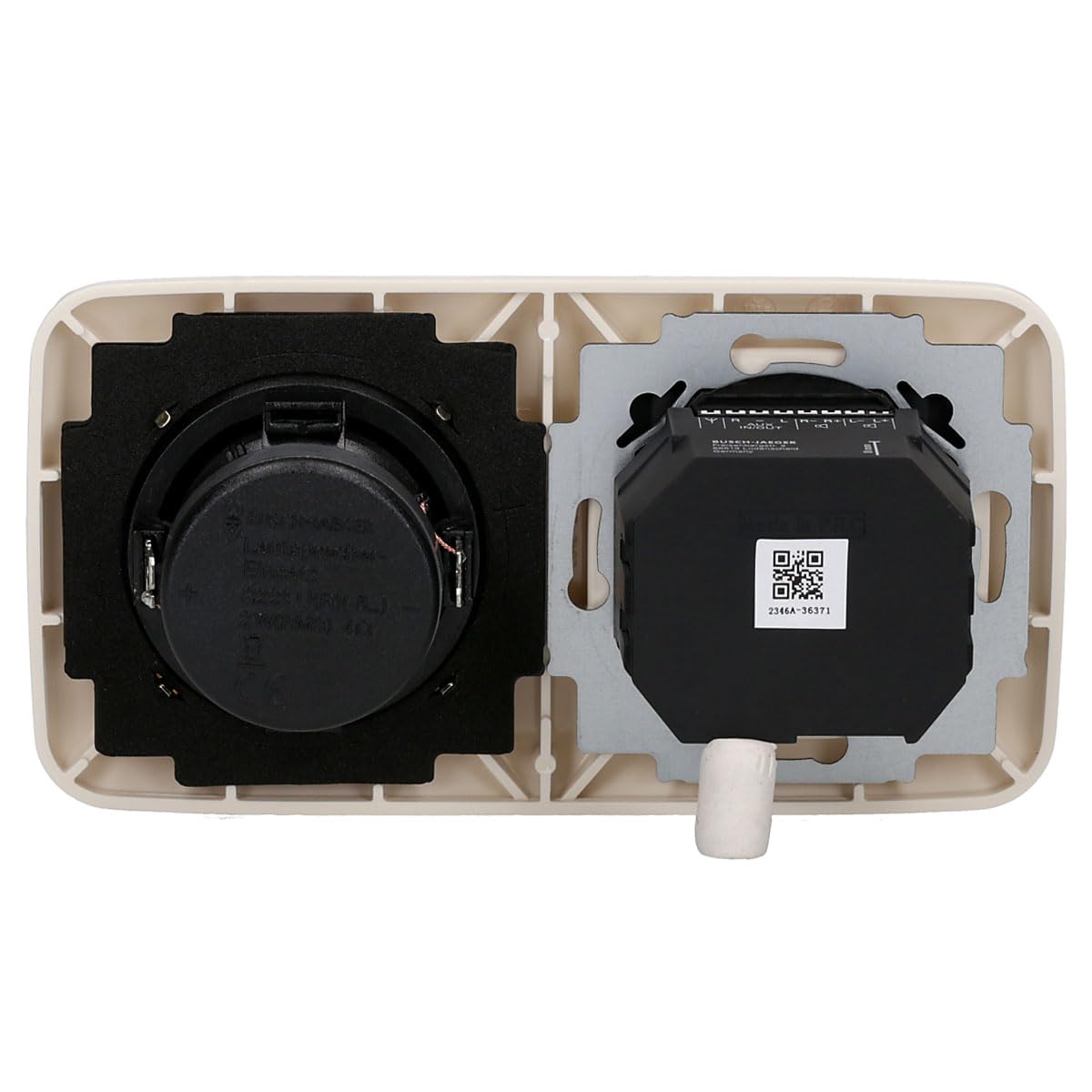 Busch Jäger DAB+ Unterputzradio Radio 8215 U-101 in Duro 2000 cremeweiß mit 1 x Lautsprecher inkl. EBROM Phasenprüfer zur Montage der Geräte