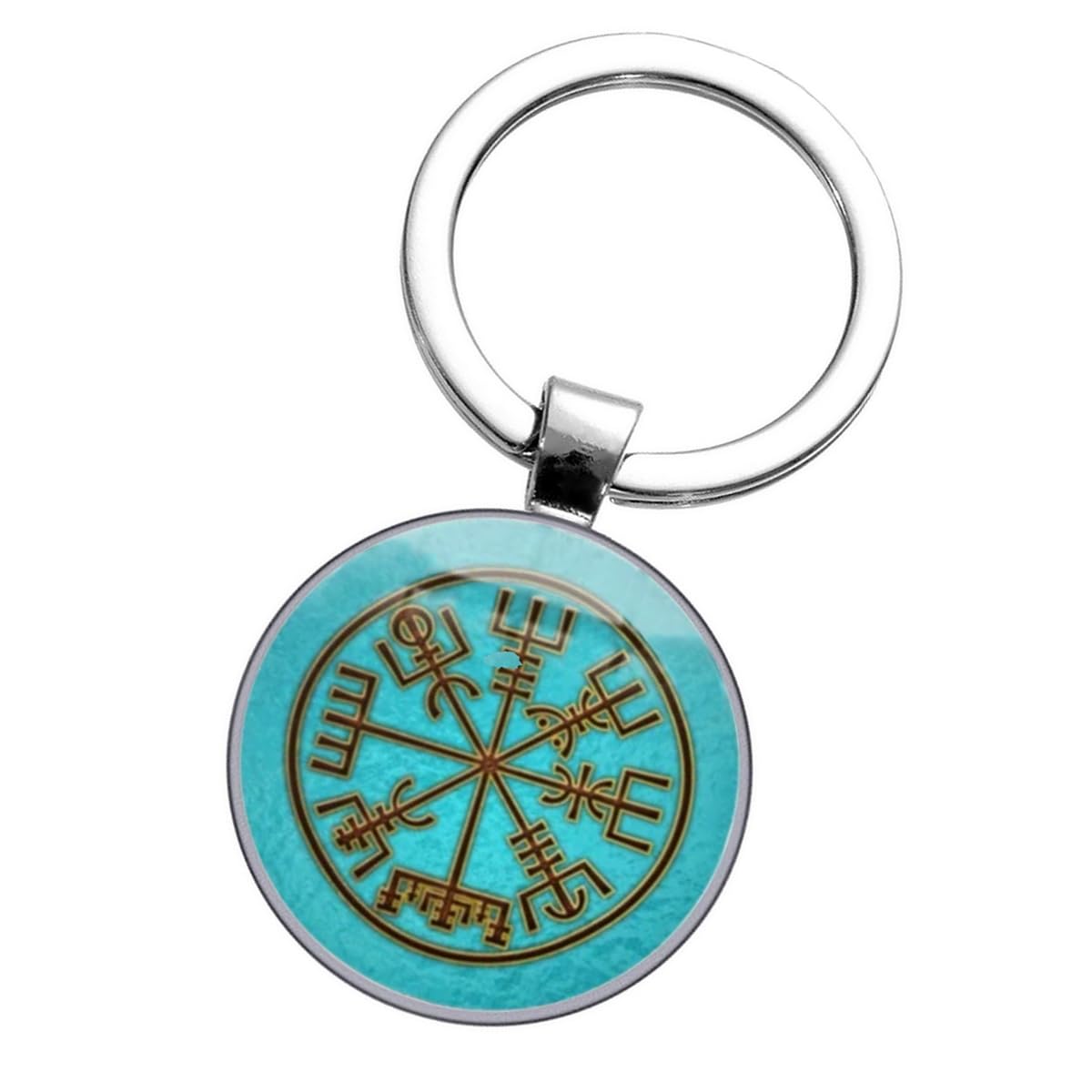 Customprivé Blue Vegvisir Viking Celtic Compass Keyring (Turquoise )