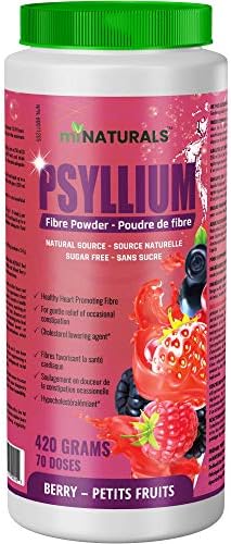 miNATURALS Sugar Free Psyllium Husk Powder (420g - 70 Servings - Berry Flavor) - Supports Digestive Health, Weight Management, and Heart Health - All-Natural Fiber Supplement 1