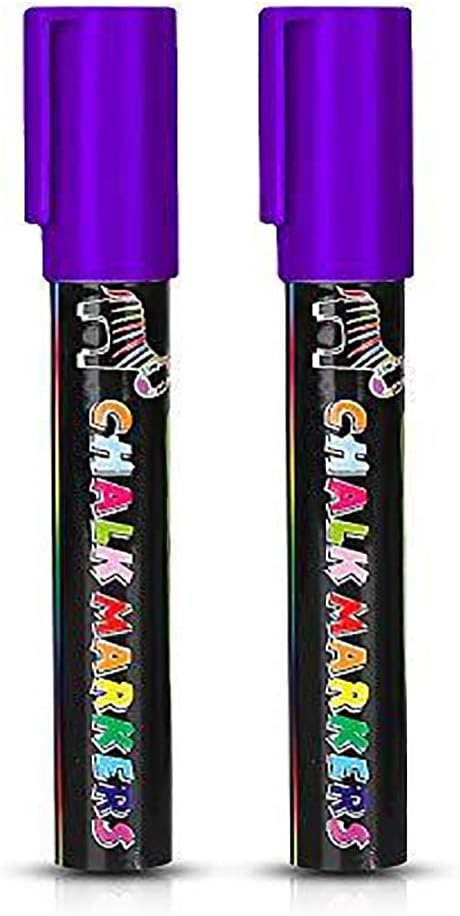 Mencom Liquid Chalk Markers, Set of 2 Colored Chalk Pens, for Whiteboard, Mirrors,Glass, Art, Easy to Wipe for Kids and Adults