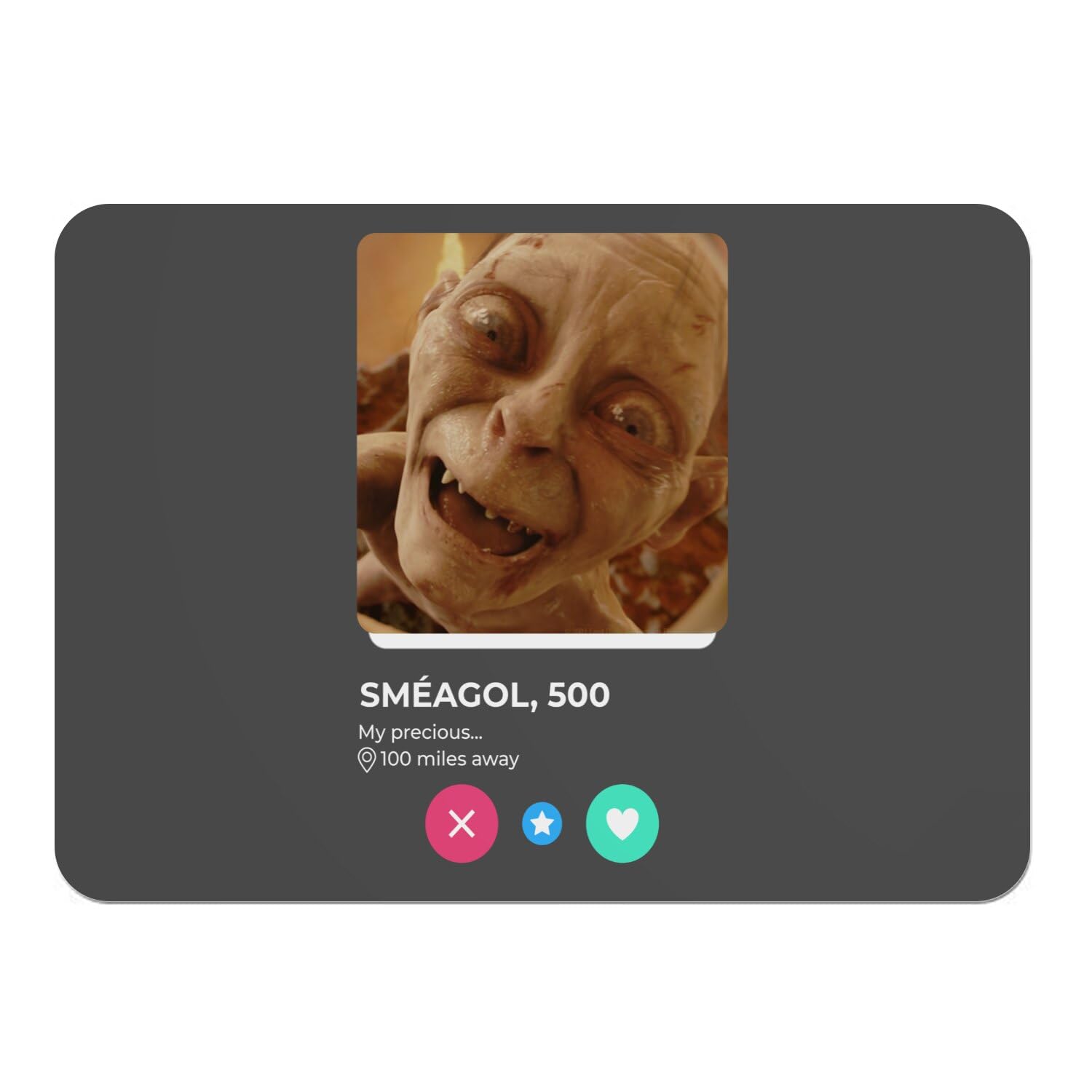 Sets de table en liège noir Gollum pour des repas geeks et soirées de mèmes entre amis