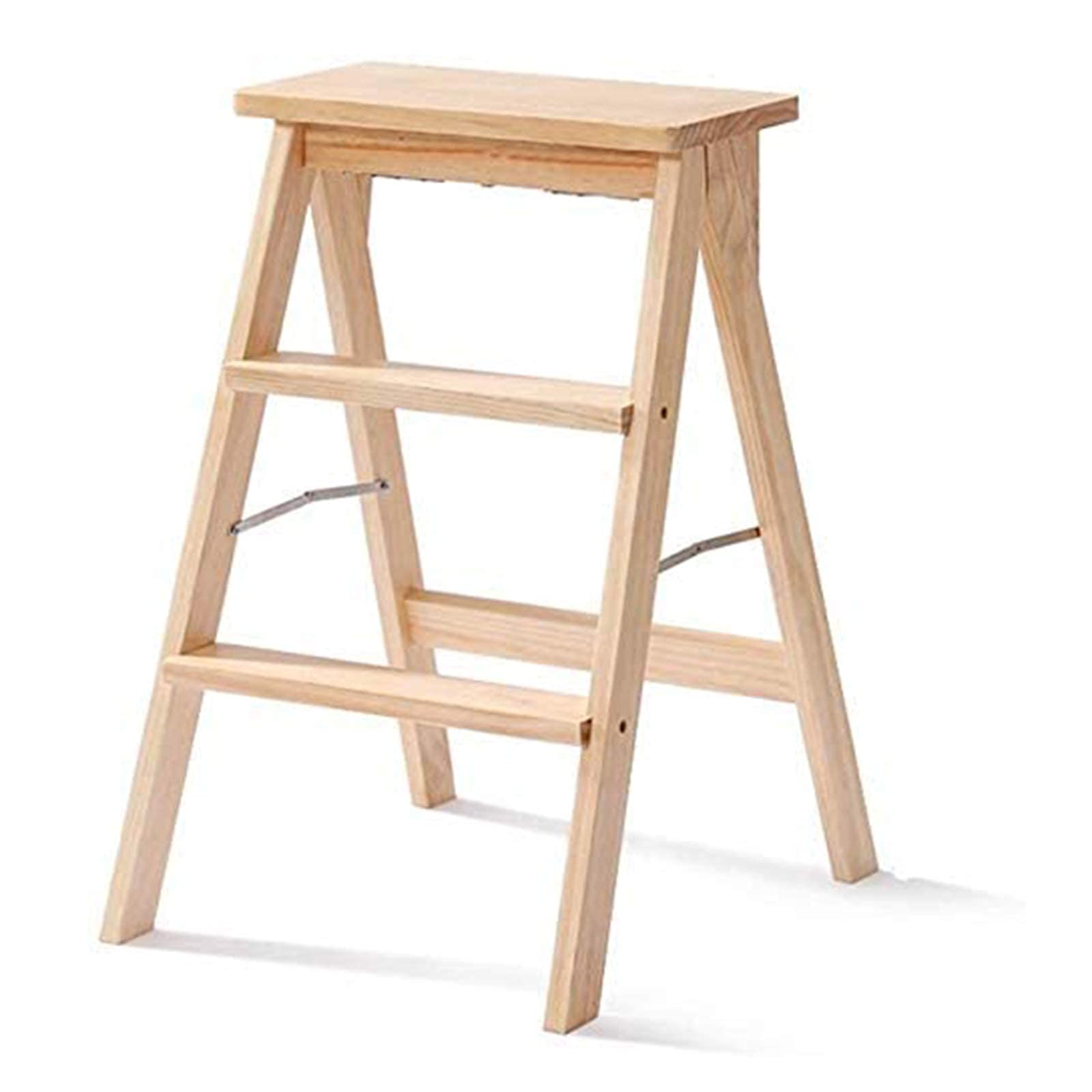 Taburete de escalera de 3 peldaños plegable en madera maciza para hogar