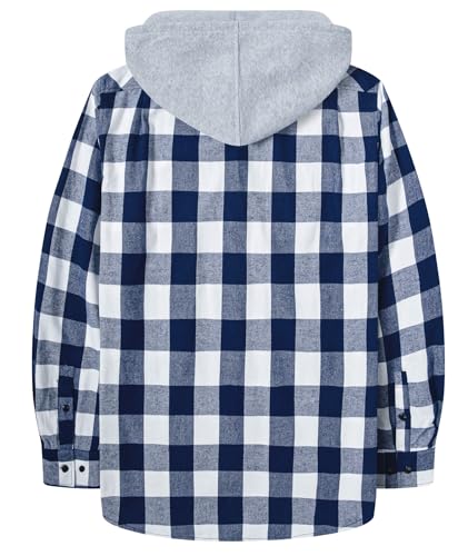 Image of Hooded Flannel Shirts for Men Plaid Long Sleeve Flannel Jacket Hoodies