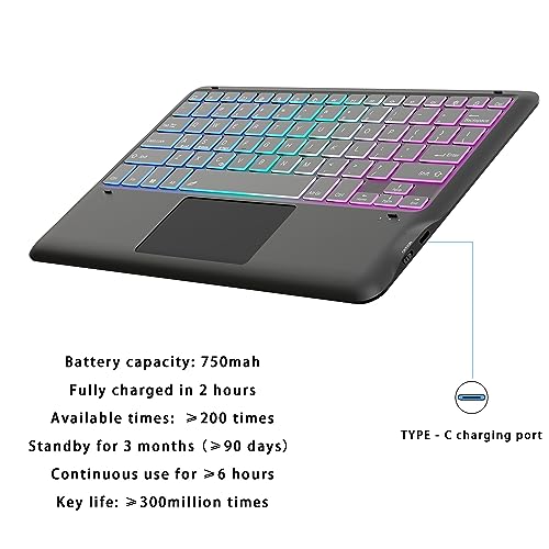 Funda para Galaxy Tab S9 Plus con teclado retroiluminado de 12.4 pulgadas y touchpad 7