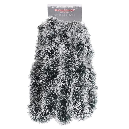 Christmas Concepts® 3m / 9.8ft Tinsel de Noël Chunky/Fine - Décoration de Noël - Tinsel de Haute qualité (Noir à Bouts Blancs)