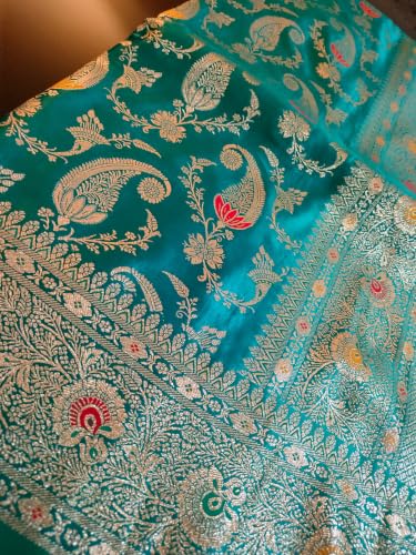 ASIAN CURVES sky blue banarasi silk saree in katan silk – image 4