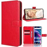 BAILI Lederhülle für Asus Zenfone 10/Zenfone 9 Hülle, Tasche Cover Etui Handyhülle für Asus Zenfone 10/Zenfone 9, Rot