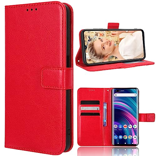 BAILI Lederhülle für Asus Zenfone 10/Zenfone 9 Hülle, Tasche Cover Etui Handyhülle für Asus Zenfone 10/Zenfone 9, Rot