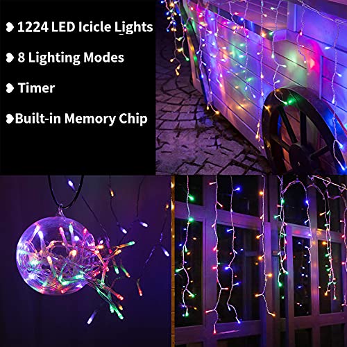 Luces de Cascada LED Icicle para Exterior 100ft Multicolor miniatura 2