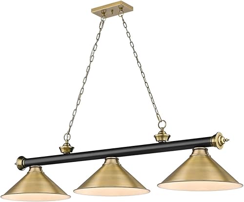 Miniatura 11 de Z-Lite 2306-3BP-RB15 Colgante de billar Cordon, 3 luces 180 vatios totales, chapado en bronce Negro mate/latón frotado,Negro,bronce,Placa de