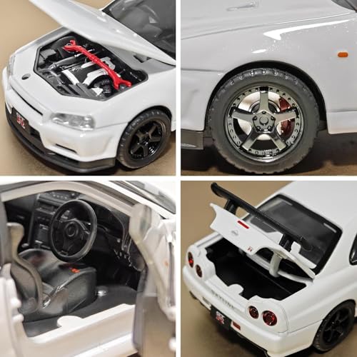 Image of PLUSPOINT Diecast Metal Skyline GTR-R34 P.Walker Edition Sports 1:24 Scale Simulation Model Alloy Metal Pull Back Toy car for Kids with Openable Doors & Light, Music Toy Vehicle for Kids, Adults