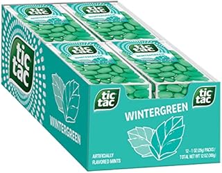 Tic Tac Fresh Breath Mints, Wintergreen, Bulk Hard Candy Mints, 1 oz Single Packs, 12 Count