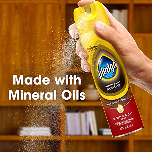 pledge moisturizing wood oil furniture reviving spray amber amp argan scent 97oz