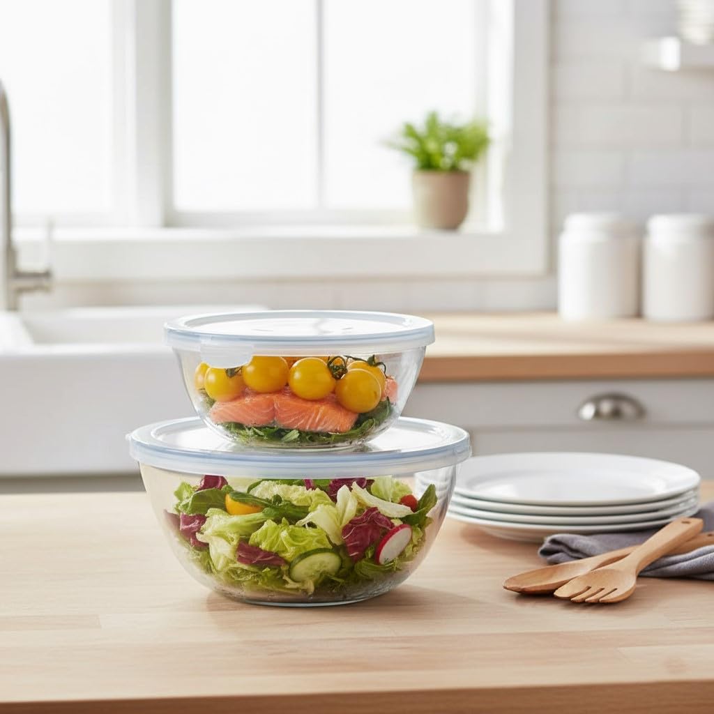 Femora Glass Mixing Bowl - 3600ml, Oven & Microwave Safe -11