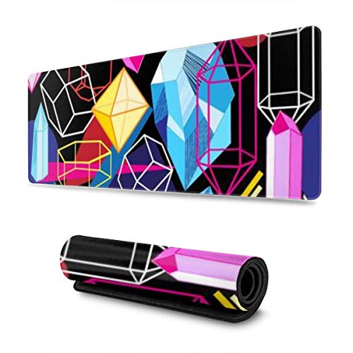 Preisvergleich Produktbild Große weiche Gaming-Mausunterlage Schöne bunte Kristalle Dunkle rutschfeste Gummibasis Weiche Computertastatur Mäusematte