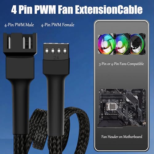 Image of 12 inch PWM Fan Extension Cable - 4 Pin, 30cm (10pcs)