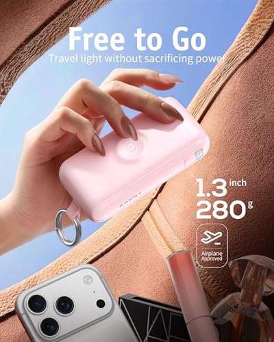 Image of RORRY Flow Portable Charger, 10000mAh 40W Fast Charging Power Bank with Built-in USB C Cable and Foldable Wall Plug, Battery Pack Travel Essentials for iPhone 17 /16 /15, Apple Watch, iPad, MacBook