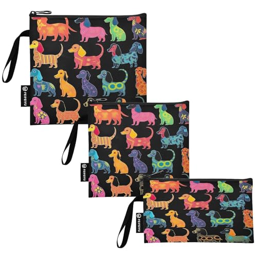 RPLIFE Bolsa reutilizable para bocadillos y sándwich, de tela lavable, con cremallera, para escuela, oficina, viajes, trabajo (paquete de 3: S/M/L)