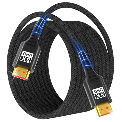 Cavo HDMI 5Metro 8K,cavo HDMI 2.1 altissima velocità 48Gbps CAVO hdMI 8K@60Hz 4K@144Hz,Cavo Hdmi supporta eARC HDR10 3D HDCP 2.2 e 2.3,compatibile con PS5/4 HDTV X-Box Lettore Blu-ray/Monitor/Laptop