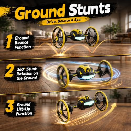 Image of HS175D & Mini Drone Car Drone Bundle, 2-in-1 Camera and Indoor RC Drone Set with Auto Return, Follow Me, Circle Fly, 360 Flip, Colorful Lights and Dual Batteries