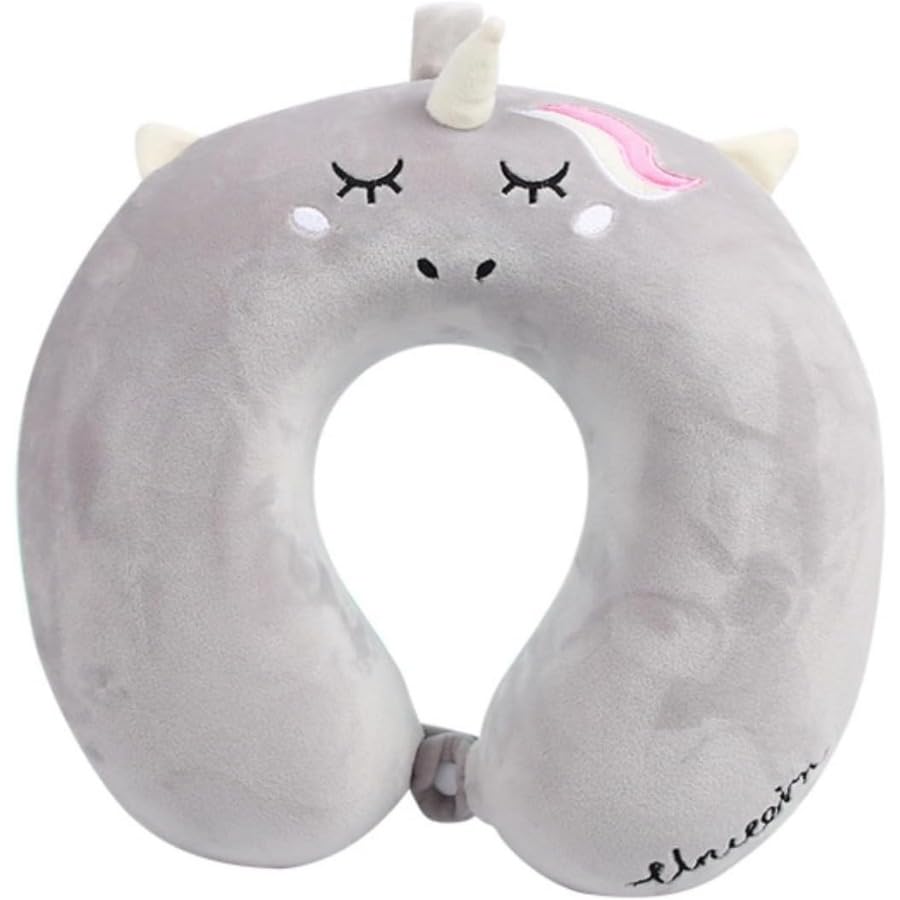 Coussin de voyage licorne en mousse à mémoire de forme pour le soutien des enfants en avion