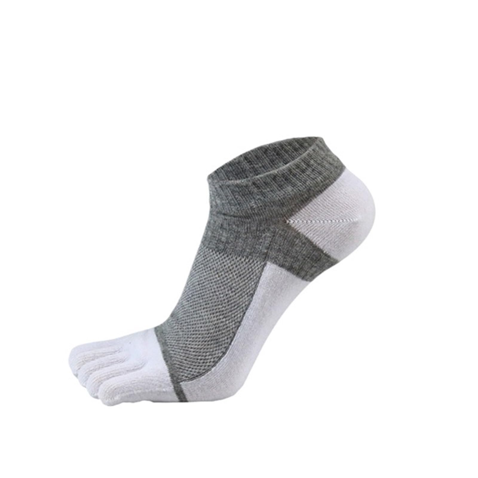 ITRHJTGP Finger Socks 5pairs Cotton Five Finger Socks Mens Sports Breathable Mesh Comfortable Shaping Anti Friction for Fitness(5 Pairs Gray)