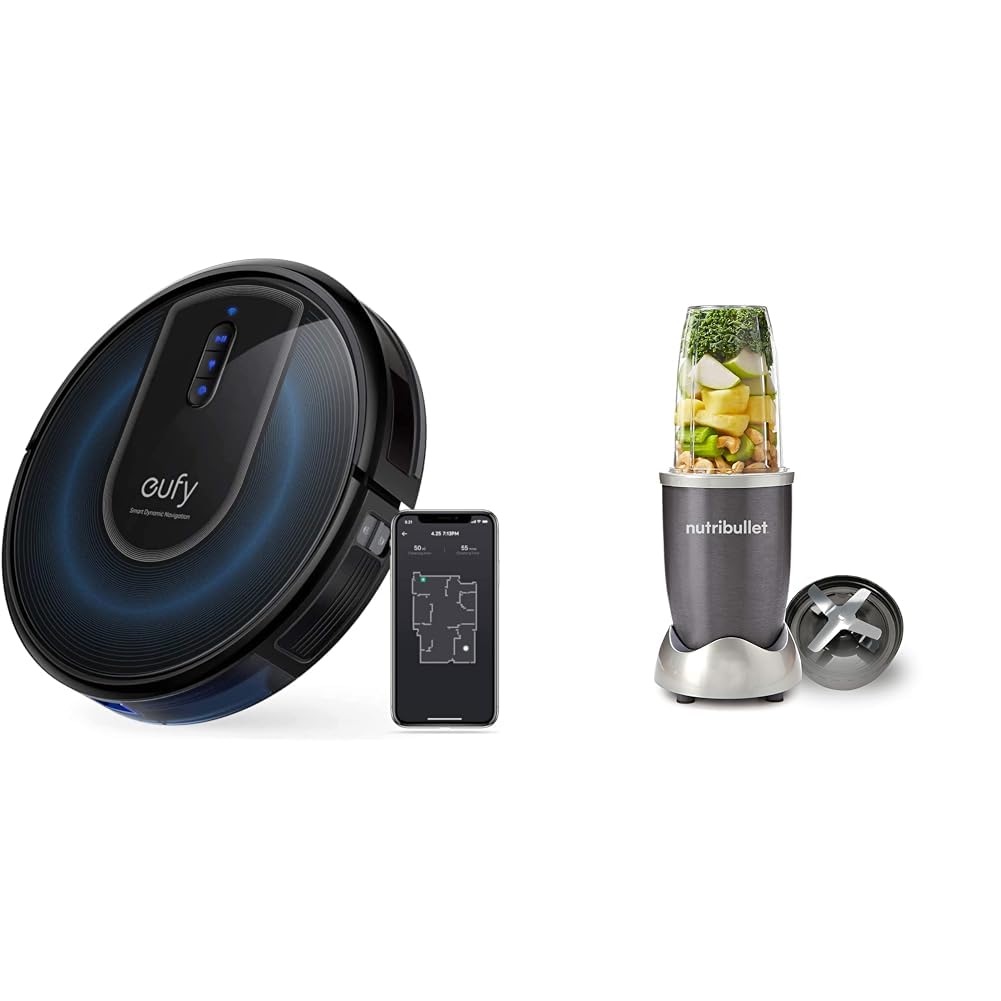 eufy eufy RoboVac G30 Robot Vacuum Cleaner with Smart Dynamic Navigation 2.0, 2000 Pa Strong Suction & NUTRiBULLET NBR-0509 600 Series Starter Kit - Nutrient Extractor High Speed Blender - 600 W - Graphite