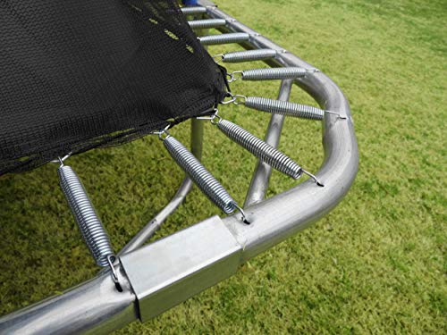 JumpKing 10 x 14 Foot Rectangular Trampoline with Safety Net Enclosure, Blue - Thumbnail 5