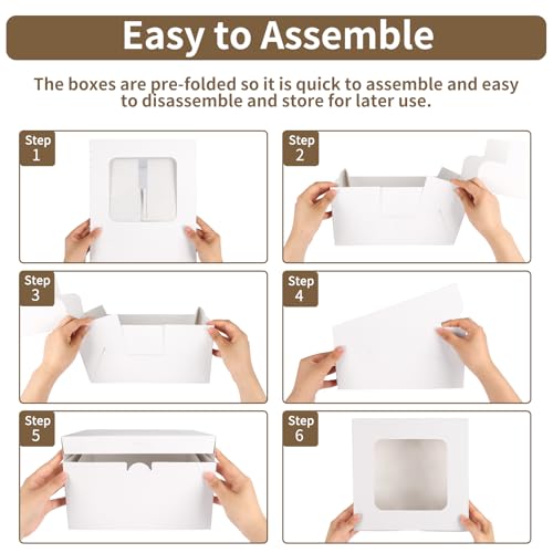 Moretoes MORETOES201905160010 24Pcs Cake Boxes, 10X10X5 Inches White Square Bakery Boxes thumb #3