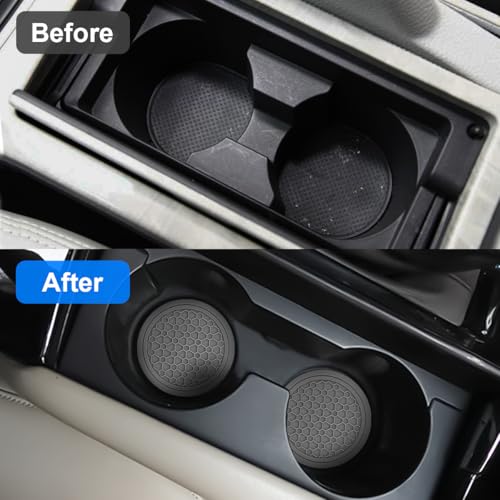 Image of Mandark 2PCS Car Cup Holder Coasters, 2.75 Inch Non-Slip Insert Water Bottle Holder Pads, Dustproof Automotive Interior Accessories Mat, Universal for Vehicles, Trucks, RVs and More(Gray)