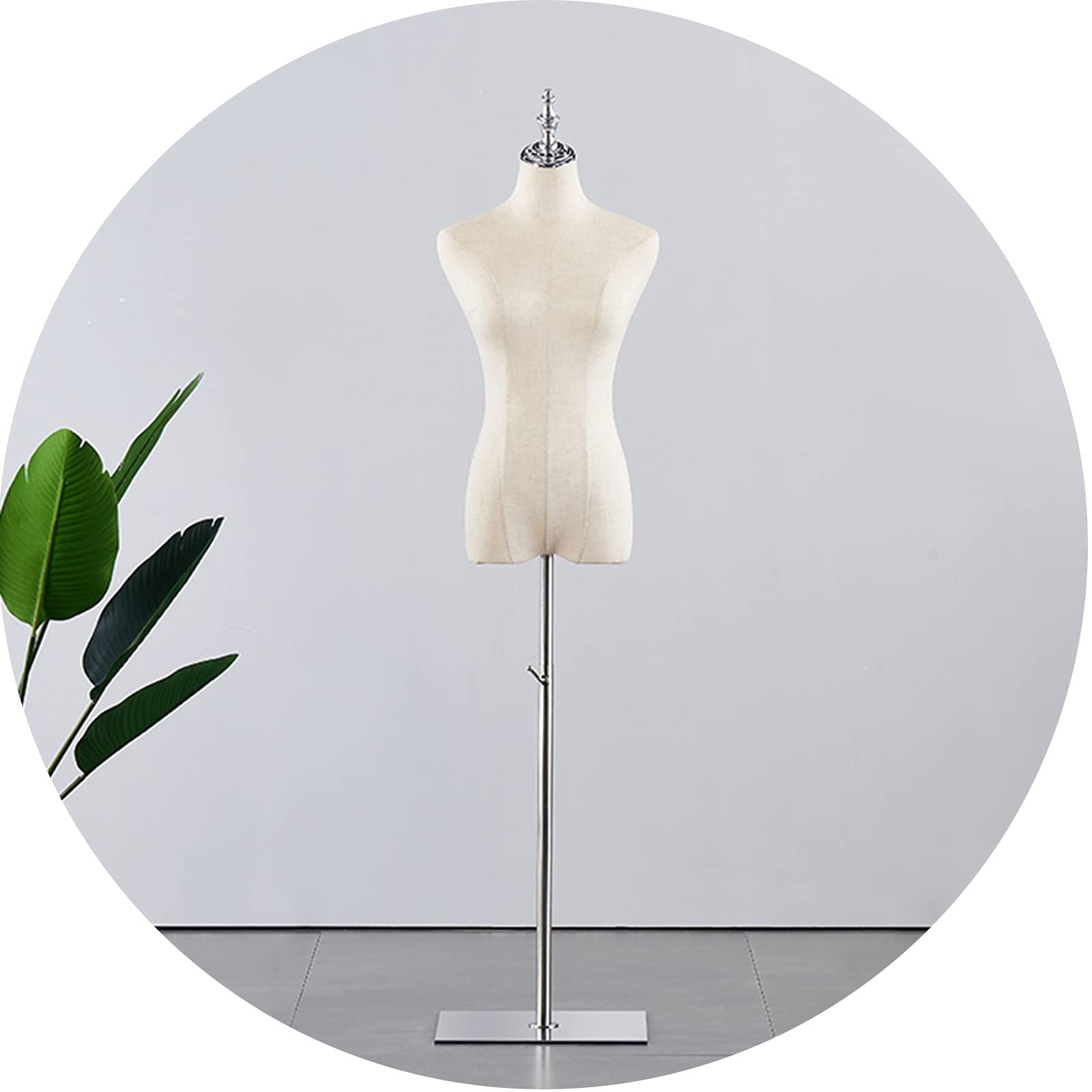 OTQEFTN Female Mannequin Torso, Female Torso Clothing Display Stand Height Adjustment Sewing Design Wedding Dress, Dummy Model Silver Square Base