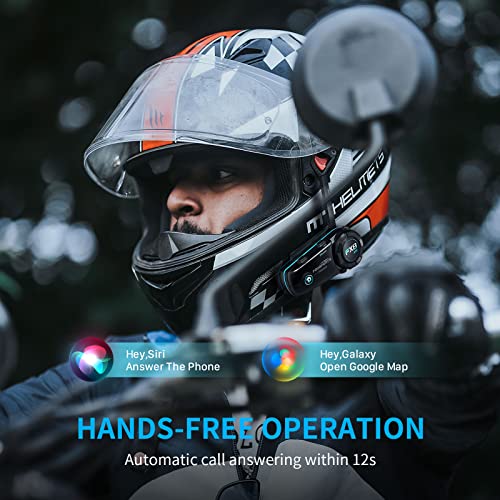FODSPORTS FX8 AIR Motorcycle Bluetooth Headset, 1000M Motorcycle Communication Systems with 3 Sound Effects, Hands-Free Helmet Intercom with CVC Noise Cancellation, IP65 Waterproof, FM Radio, 2 Pack - Thumbnail 5