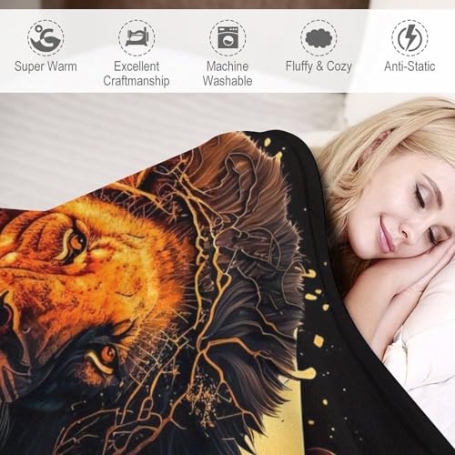Couverture de canapé lion en flannel 100x130cm jeté de lit pour garçon