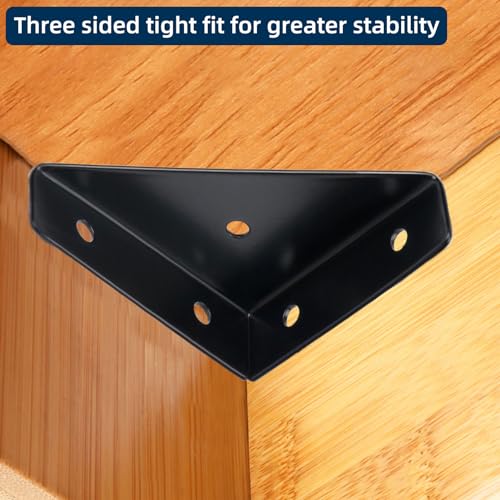 2-9/16\" Corner Braces L Bracket (10 Pack) - Metal Angle Shelf Connector Brackets with Screws for Wood Shelves Furniture| Bookshelves/ Beds/ Tables/ Cabinets/ Desk (Black)