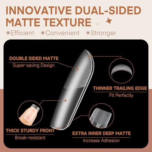 Image of Luckyfairy Short Square Nail Tips Full Matte 360pcs Pre-file Square Tips for Acylic Nails Tips False Nail Tip Press on Nails for Nail Extension 15 Sizes