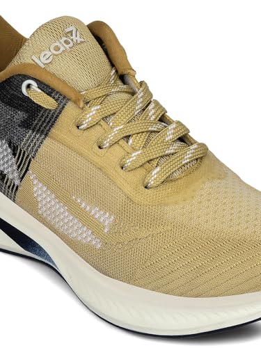Image of Liberty Leap7x GHD-22 Lacing Sports Running Shoes For Men - Beige, Maroon & Sea Green | Comfortable and Durable Lace-Up Closure - Suitable for Lacing Walking, Gym, Jogging, Outdoor - Cushioned Footbed
