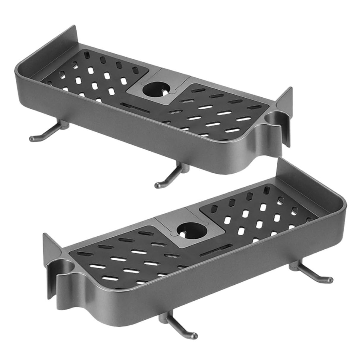 2pezzi Mensola Doccia senza Foratura Organizer per Asta Doccia Scorrevole Porta Sapone e Shampoo Supporto in Bagno