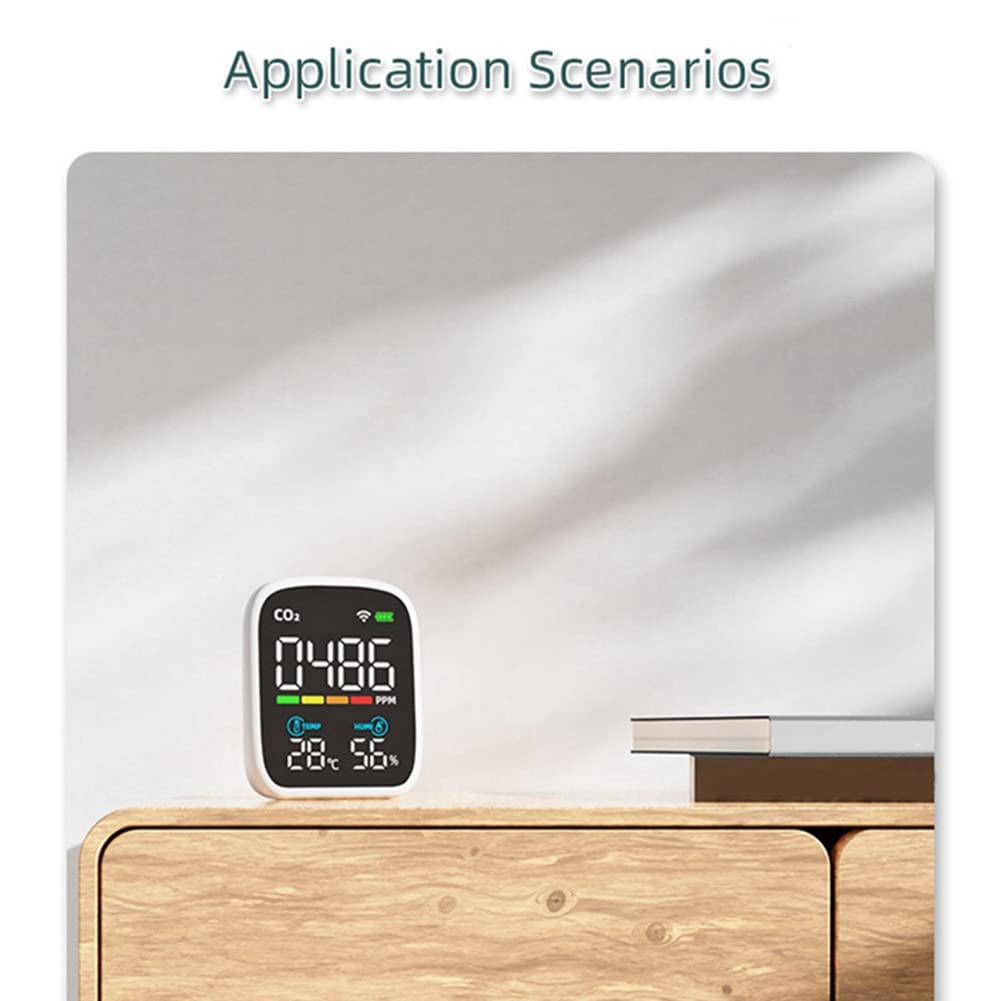 1 juego de monitor de CO2 infrarrojo WiFi, monitor de dióxido de carbono, sensor NDIR, detector de dióxido de carbono, detector de CO2 ABS