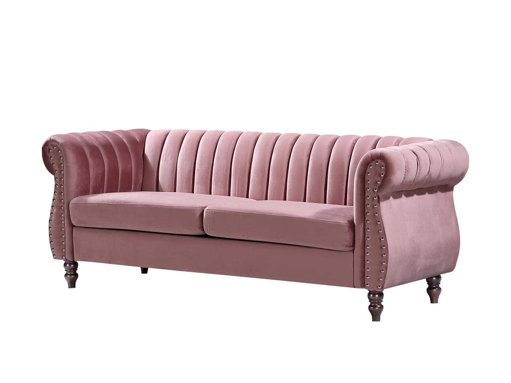 Venta-Unica - Sofá Chesterfield de 3 plazas de Terciopelo Rojo Viejo Trumbo
