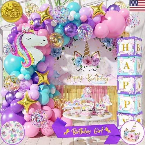 245 Pc Premium Unicorn Birthday Decorations for Girls Kit, All-in...