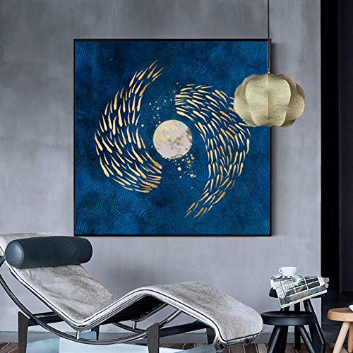 Affiche poissons dorés art chinois moderne pour décorer une salle d'étude