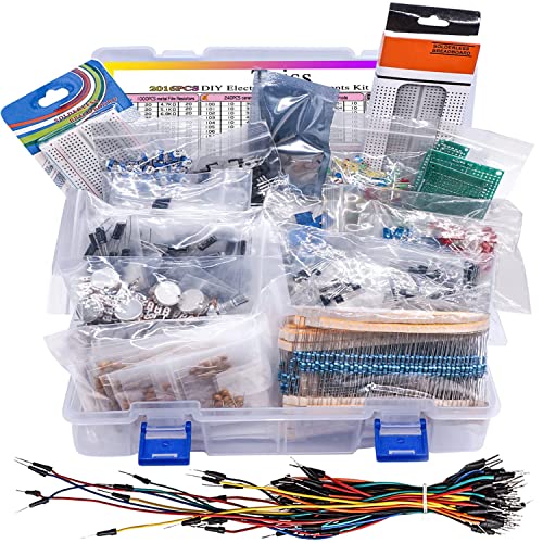 Taiss 2016PCS Electronic Component Kit Assortment,Potentiometer,Rotary Encoder,Resistor,Capacitors,Diode,LED,Transistor,Voltage Regulator,PCB Board Prototype,Solderless breadboard,Jumper Wire