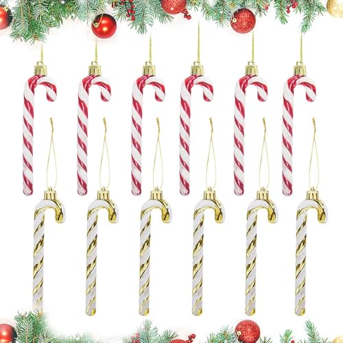 KLEHOPE Bastón de Caramelo Decoraciones, 12 Piezas Bastones Navidad Decoracion, Bastones De Caramelo Adorno, Bastones Caramelo Navidad, para Adornos Navidad como Regalo KLEHOPE Bastón de Caramelo Decoraciones, 12 Piezas Bastones Navidad Decoracion, Bastones De Caramelo Adorno, Bastones Caramelo Navidad, para Adornos Navidad como Regalo