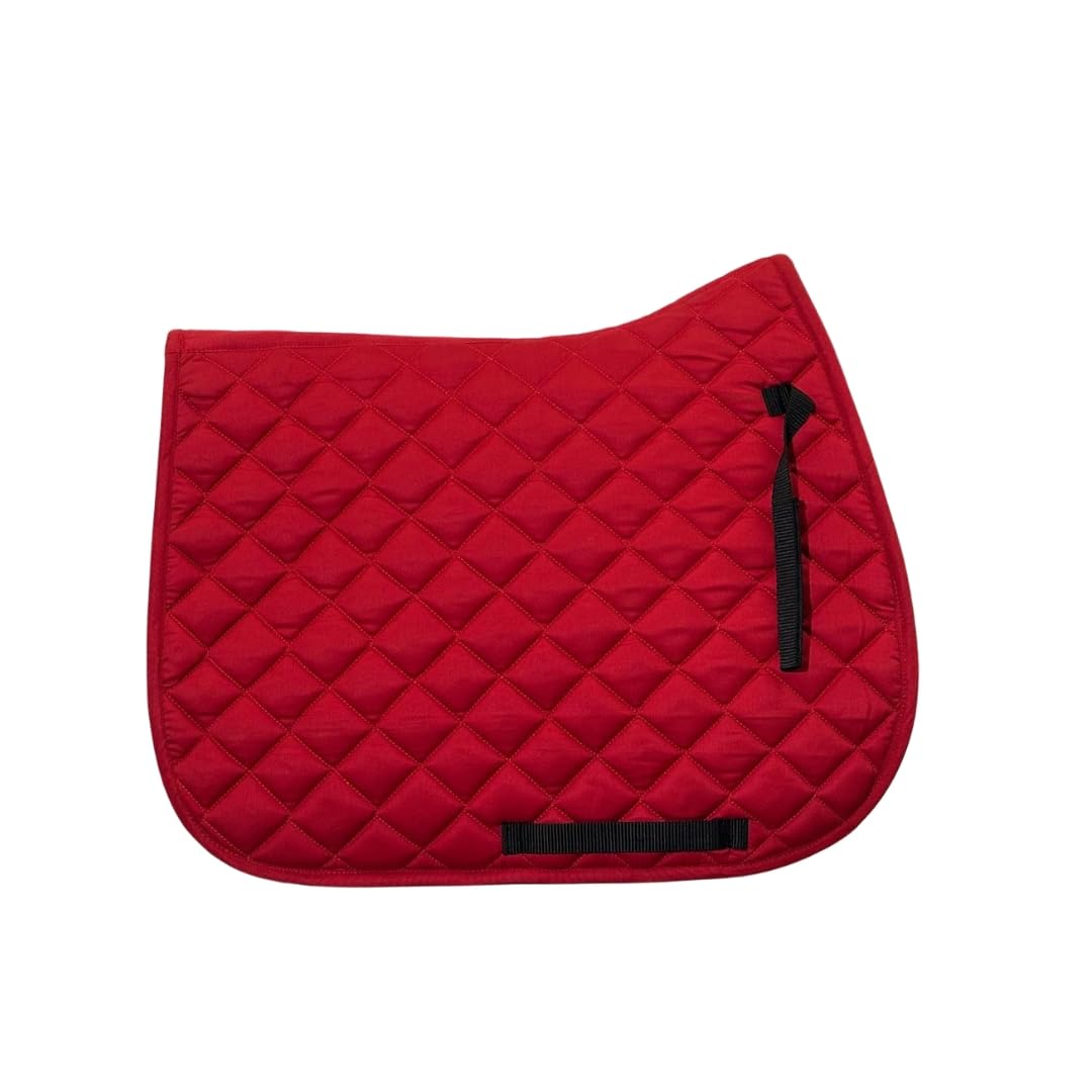 ASTILE EQUESTRIAN SADDLE PADS GENERAL PURPOSE SADDLE PADS NUMNAH QUILTED (COB/FULL, RED)