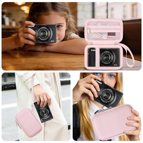 Image of Case for Canon PowerShot G7 X Mark III / G7 X Mark II / SX740 Digital Camera | Canon PowerShot G7 X Mark III / G7 X Mark II / SX740 HS Camera Carrying Case, Mesh Pocket fits Camera Accessories, Jelly Pink